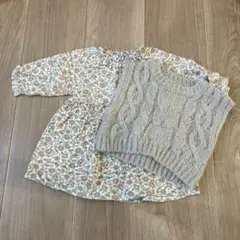 petit main 花柄ワンピース セット 80