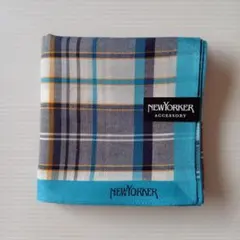 【未使用・シール付き】NEWYORKER ハンカチ チェック柄 ブルーのサムネイル