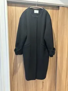 SIMPLICITÉ ブラック ロングコート ノーカラー