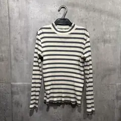 UNIQLO リブボーダーハイネックT 長袖 Mサイズ ユニクロ ボーダー