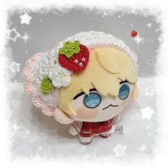 編み物 にじまるっと ぬい服 いちごのバブーシュカ ピンクのサムネイル