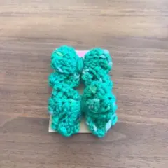緑色リボン型ヘアゴム