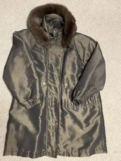 ダークブラウンファー付きロングコート フリーサイズ