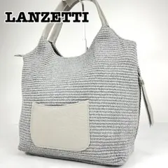 LANZETTI ランゼッティ 和光 トートバッグ メッシュ レザー 編み込み