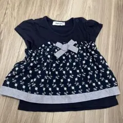 SLIP SLIP 花柄リボン付きTシャツ 80cm 女の子 スラップスリップのサムネイル