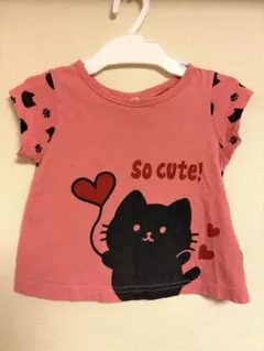 猫柄 半袖Tシャツ ピンク