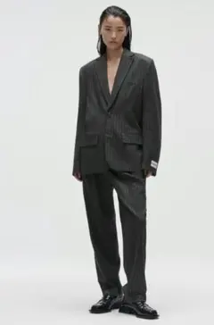 ZARA　アーダーエラー　グレー ストライプ　スラックス　タグ付未使用　S