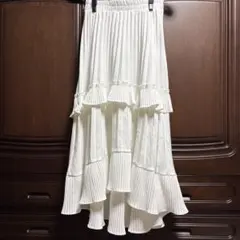 ホワイト プリーツスカート フリーサイズ