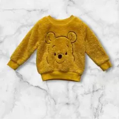 【ディズニーベビー】良品！くまのプーさん ボア 長袖トレーナー イエロー 95