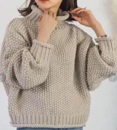 美品/ティプトップ/ニット/プルオーバー/ハイネック/ベージュ/F/アクリル