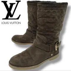 美品 ルイヴィトン ブーツ ミドル スエード バックル LV 23cm ベルト 