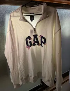 GAP 桜刺繍ハーフジップ　ホワイトのサムネイル