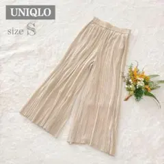 【ユニクロ】UNIQLO シフォンプリーツパンツ ナチュラル S ○