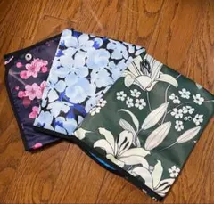 花柄 エプロン 3枚セット 緑 青 黒 お食事用 介助 介護 介護用エプロン