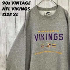 90sヴィンテージ古着NFL ミネソタバイキングス刺繍ロゴスエットトレーナーXL
