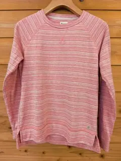 古着　ピンクとホワイトのストライプ長袖Tシャツ