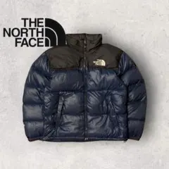 【ザ・ノースフェイス】ヌプシ　ダウンジャケット　S ネイビー　刺繍ロゴ　人気　h