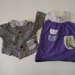 wafflish waffle 紫色ワンピとストライプカーディガンセット