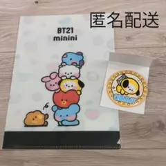 BTS BT21 minini ハピネス缶バッジ クリアファイルCHIMMY