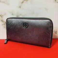 0154 TORY BURCH ガンメタ シルバー ラウンドファスナー 長財布のサムネイル