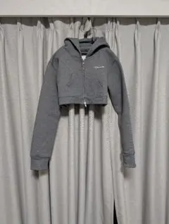 ANDWANG グレーkirakira クロップドパーカー S