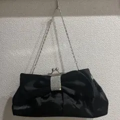 リボン付き黒パーティーバッグ