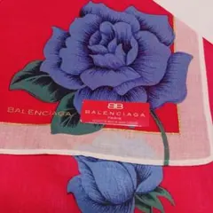 お値引き❤️BALENCIAGA 大花柄ハンカチ 真紅