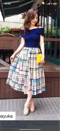 chesty美品フレアスカート マルチカラー チェック柄0