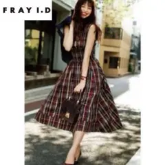 美品　FRAY I.D　フレイアイディー　ウエストシャーリング　ワンピース　格子