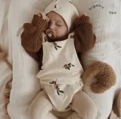 organic zoo オリーブ　サロペットとボンネット2点セット　6-12m