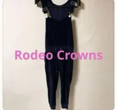 ☘️P1☘Rodeo Crowns ネイビー ベロア オーバーオール Sのサムネイル