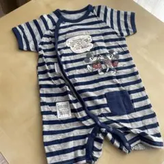 ミッキー ミニー ストライプロンパース　60-70