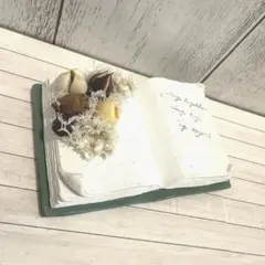 再販！ナチュラルインテリア雑貨　本型オブジェ　ドライフラワー　木の実