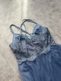 ブルー レース付き パーティードレス