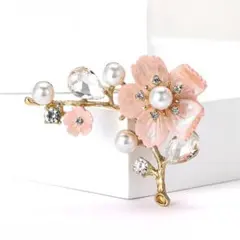 桜ブローチ　パールブローチ