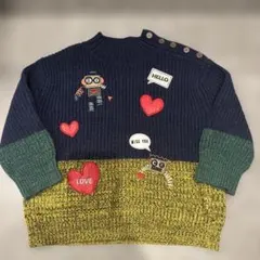 ロボット刺繍ニットセーター Sサイズ