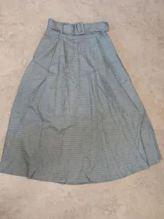 ZARA 千鳥格子柄 ベルト付き フレアスカート ロング丈