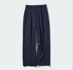 美品❗️ユニクロ　タックワイドパンツ/ストライプMサイズ