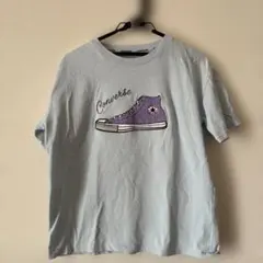 Converse スニーカー刺繍 Tシャツ 水色