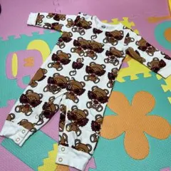 ヒステリックミニ ヒスミニ ブラウンテディ 総柄 ロンパース