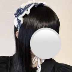 ヘッドドレス フリル かぎ編み ハンドメイド ロリータ 編み物