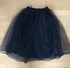 レースチュールスカート膝丈 黒 ドット