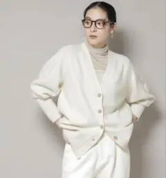 【美品】NANO universe AQUAウールカシミヤVネックカーディガン