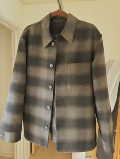 グレー系チェック シャツジャケット Mサイズ