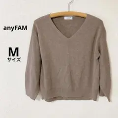 anyFAM Vネックニット 長袖 ブラウン Mサイズのサムネイル