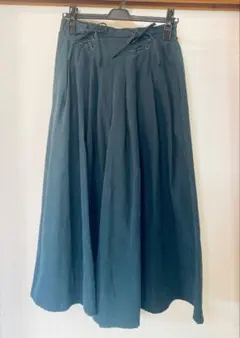 ダークグリーン ワイドパンツ　Mサイズ　ベルベット素材