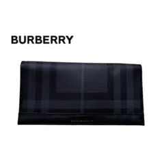 【美品】BURBERRY バーバリー 長財布チェック ナイロン/レザー ブラックのサムネイル