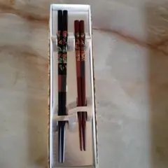 高級木製箸2膳セット 花柄