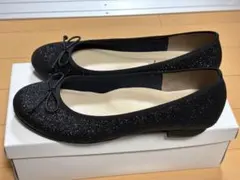 バレエシューズ　chocolates リボン　ブラックグリッター　23.5