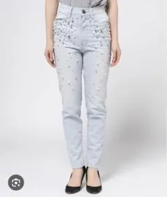 rienda パールビジューデニム　Mサイズ　25インチ